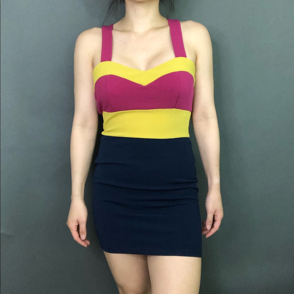 Color block retro style dress